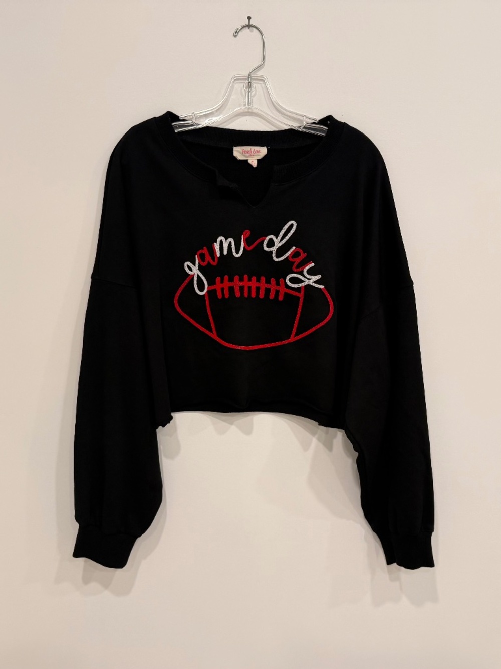 Peach Love Gameday sweatshirt top cropped Medium UGA go dawgs - NEW without tags